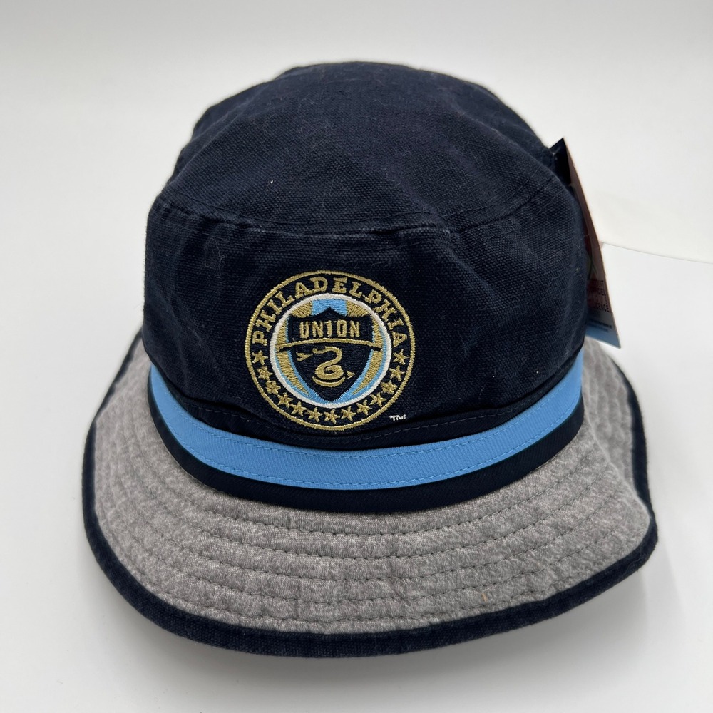 Adidas Philadelphia Union MLS Bucket Hat Navy Blue Grey S/M New With Tags